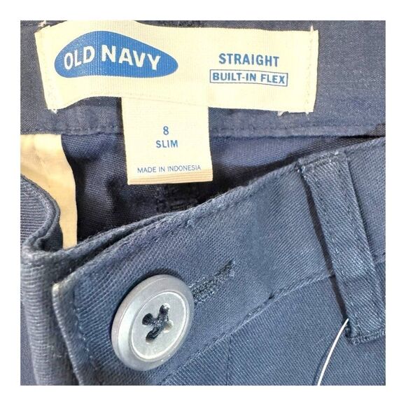 Old Navy Boys Built-In Flex Uniform Pants Reinforced Slim Fit 8 Navy Blue NEW - Picture 3 of 5